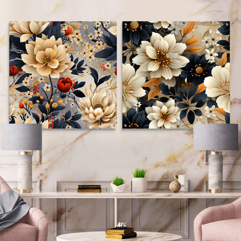 Olathe - Ensemble de 2 art mural en verre acrylique, H 36 po x l 73 po