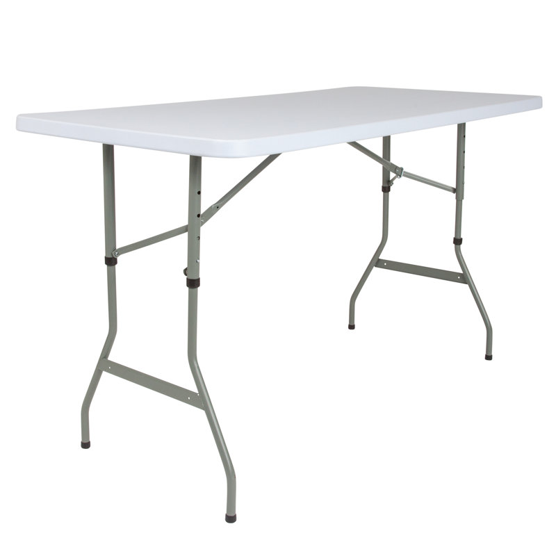 Adjustable Gray Metal Frame White Plastic Folding Table