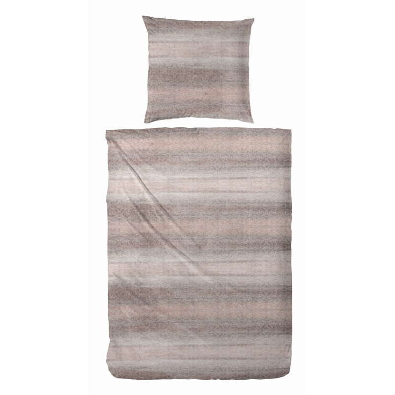 Jersey Duvet Cover Set, Beige/Braun, Single - 1 Pillowcase (80 x 80 cm)