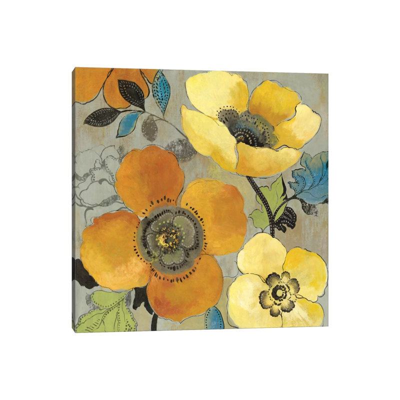 Yellow and Orange Poppies I 1 Piece Wrapped Canvas Painting, 45.72 cm H x 45.72 cm W x 3.175 cm D