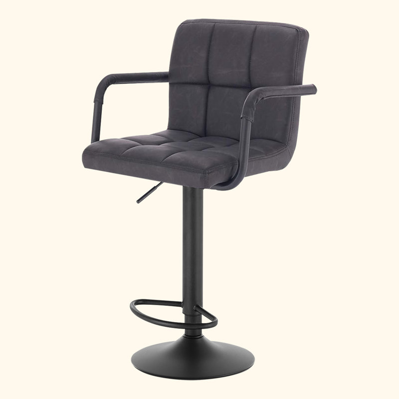 Aisleyne Swivel Upholstered Adjustable Height Counter Stool with Metal Frame, Anthracite