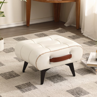 Faux Leather Handable Upholstery Ottoman，Foot Rest Footstool，Accent Stool for Home Deco