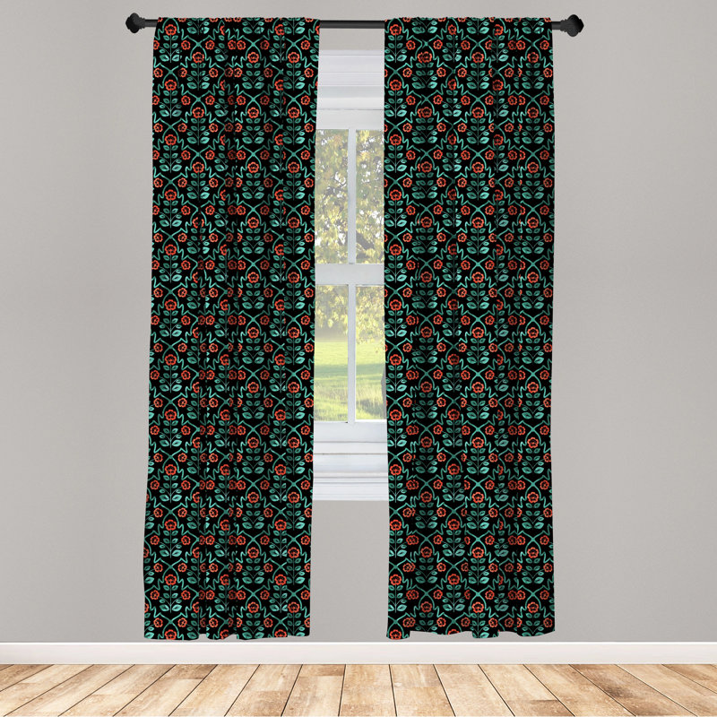 Floral Semi-Sheer Rod Pocket Curtain Panels, 28" x 84"