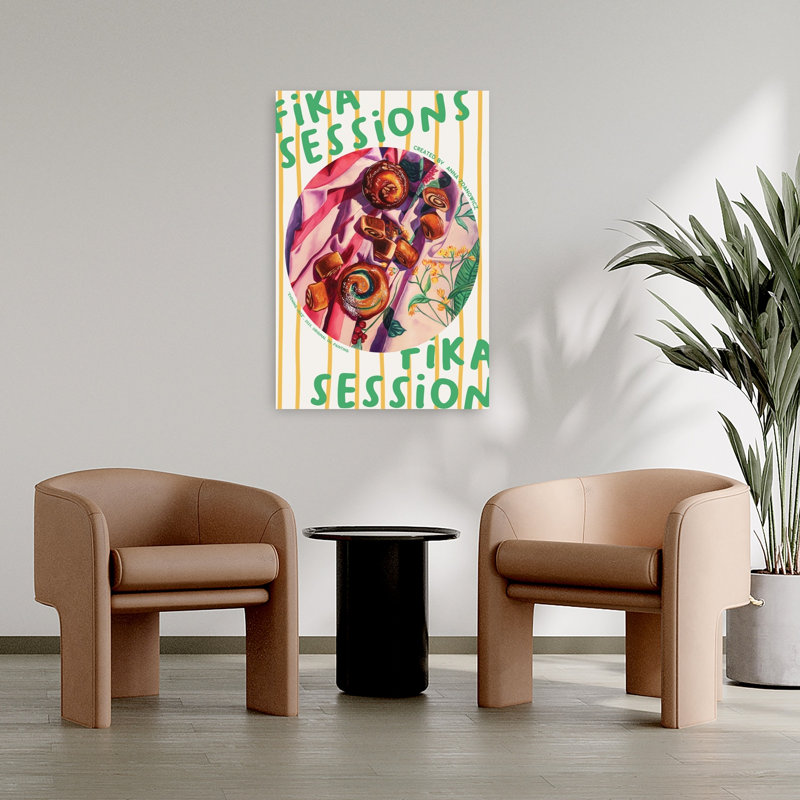 Art mural contemporain Cozy Fika Pastries, H 36 po x l 24 po