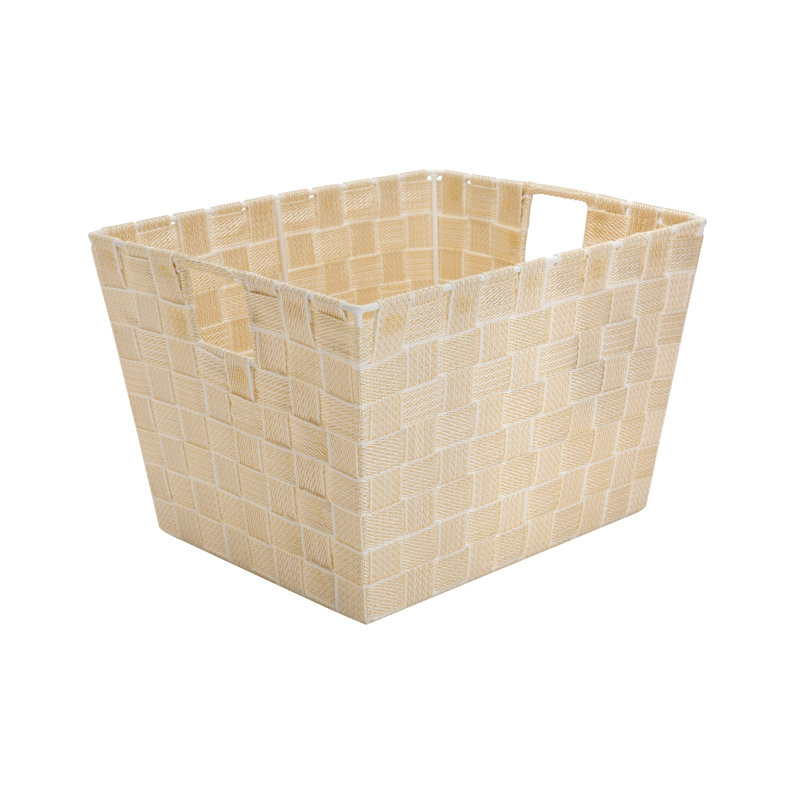 Medium Black and Silver Polypropylene Rectangular Storage Basket