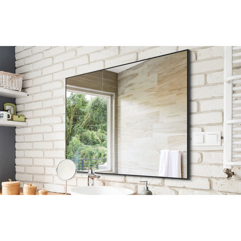 Miroir décoratif noir de 36 po x 24 po avec cadre en aluminium - idéal pour la salle de bain, la chambre à coucher, l'entrée