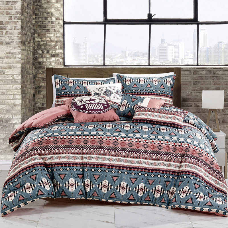  Ensemble d'édredon en microfibre multicolore 7 pièces, Édredon pour très grand lit + 2 très grandes ta