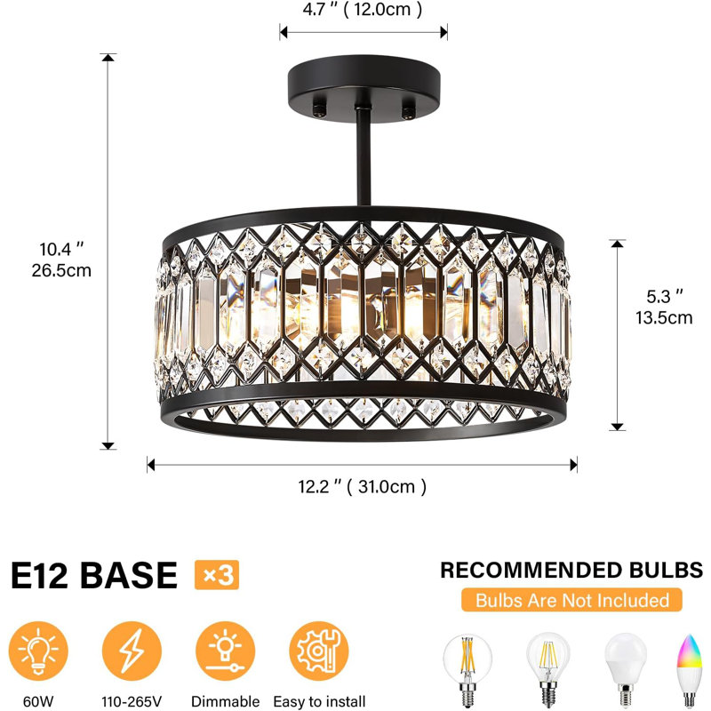 Plafonnier semi-encastré Modern Crystal