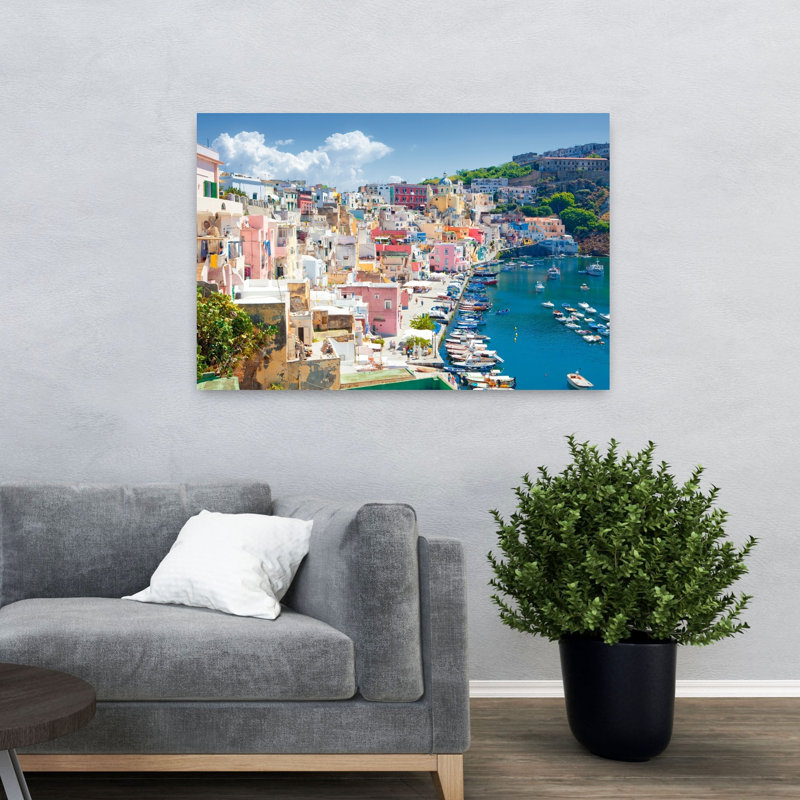 Marina Corricella, île de Procida, baie de Naples, Campanie, Italie, H 32 po x l 48 po