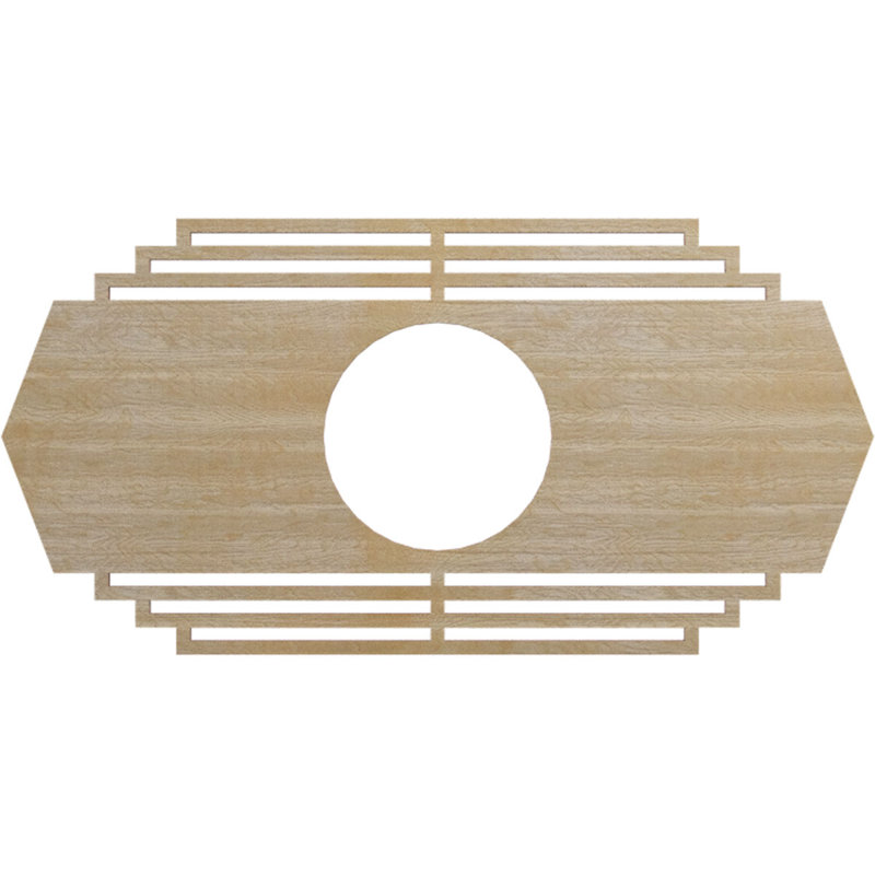 H 28 po x l 14 po x P 7 3/8 po x P 3/8 po, médaillon de plafond en bois ajouré Chrysler, Bouleau
