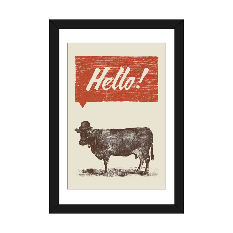 Hello, impression sur toile tendue, Papier d'art encadré noir, Blanc, H 24 po x l 16 po x P 1 po