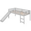 Lit mezzanine simple gris avec glissade et, construction moderne et élégante en pin massif, 14 lattes, garde-corps, sans fondation, facile à assembler, glissière de taille additionnelle, style, bois, structure solide,-974545070