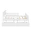Lit plateforme double en bois avec garde-corps et 2 tiroirs-545936404