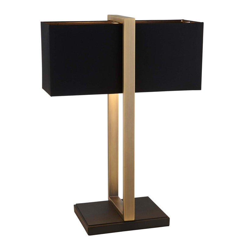 Quellenhof 50cm Table Lamp , Matte Antique Brass Base/Black Shade