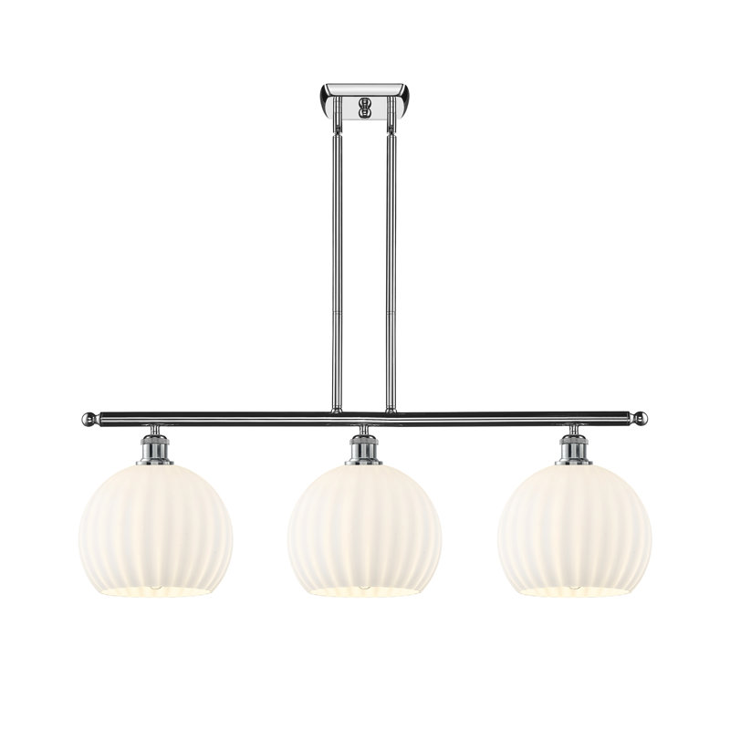 Luminaire suspendu pour îlot suspendu 3 lumières Ballston Venetian, H 12,5 po x l 36,5 po x P 10 po, Chrome poli