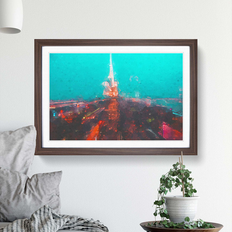 New York the Never-Ending City in Abstract - Picture Frame Graphic Art Print, Walnut Framed, 27cm H x 36cm W x 2cm D