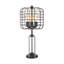 Lampe de table à 3 ampoules Emon avec port USB, abat-jour industriel en métal noir