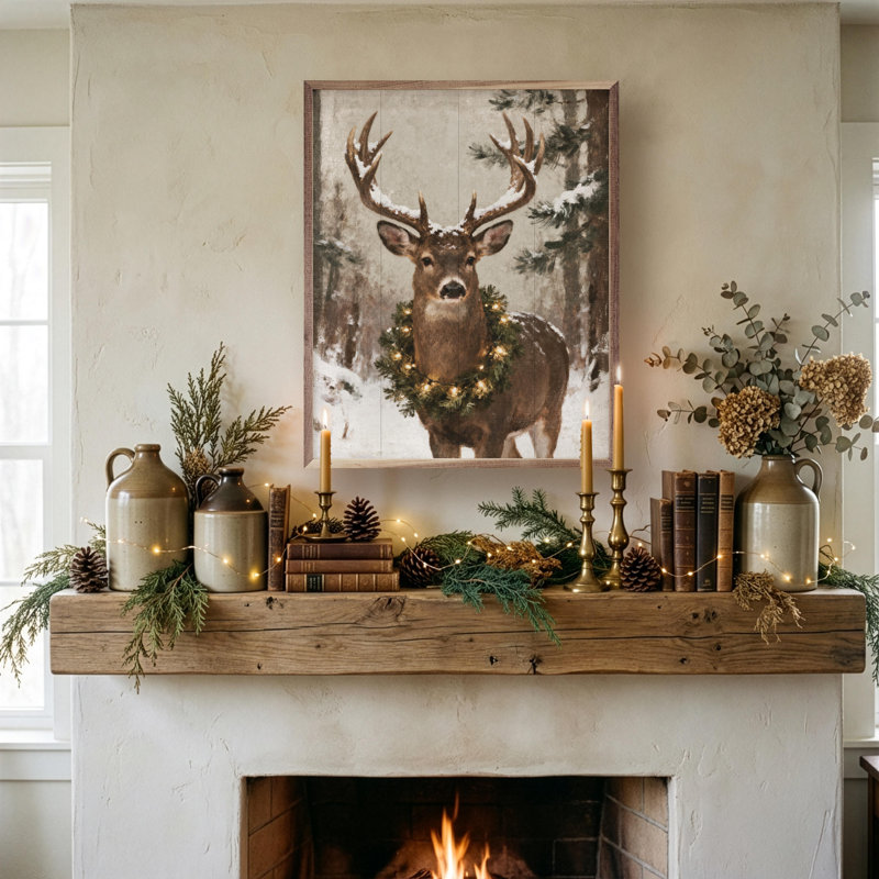 Whitetail Holiday Deer Portrait, H 40 po x l 32 po