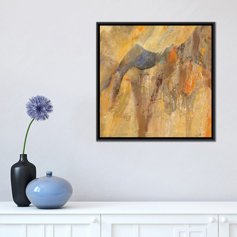 «canyon iii. b’impression sur toile tendue, H 18 po x l 18 po x P 1,5 po, Toile avec cadre noir, Pas de tapis