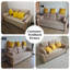 Canapé-lit beige moderne en coton avec coussins-107761304