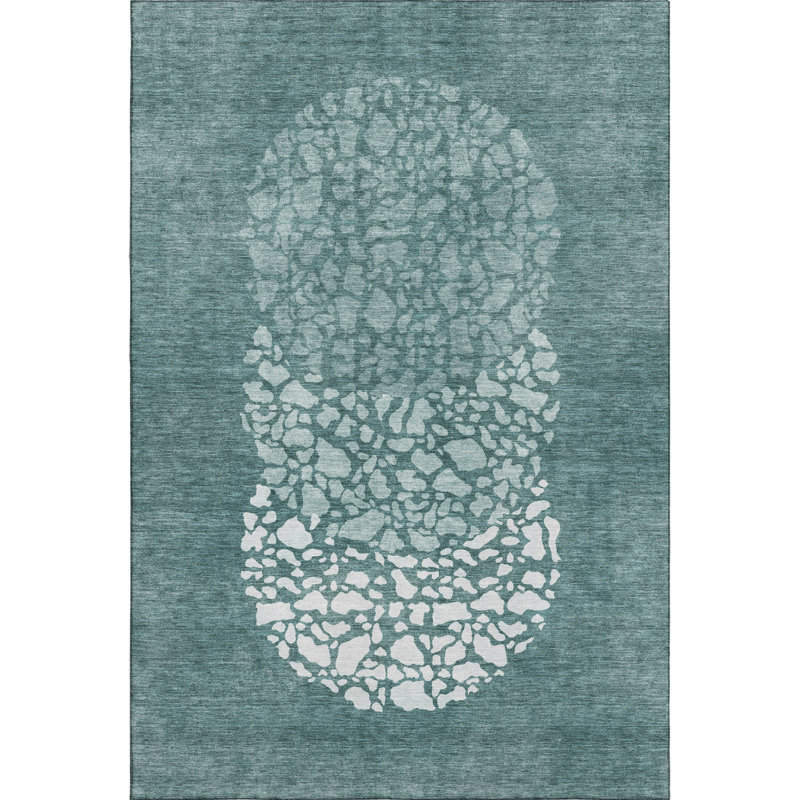 Premium Machine Washable Cerrito Teal Rug, Rectangle 9' x 12'