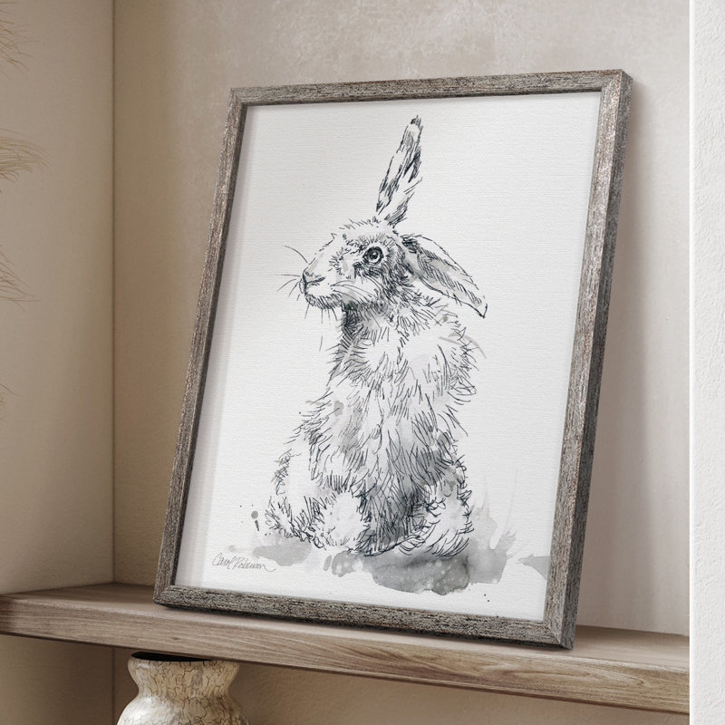 «Garden Hare II», reproduction encadrée - bois massif, H 11 po x l 9 po