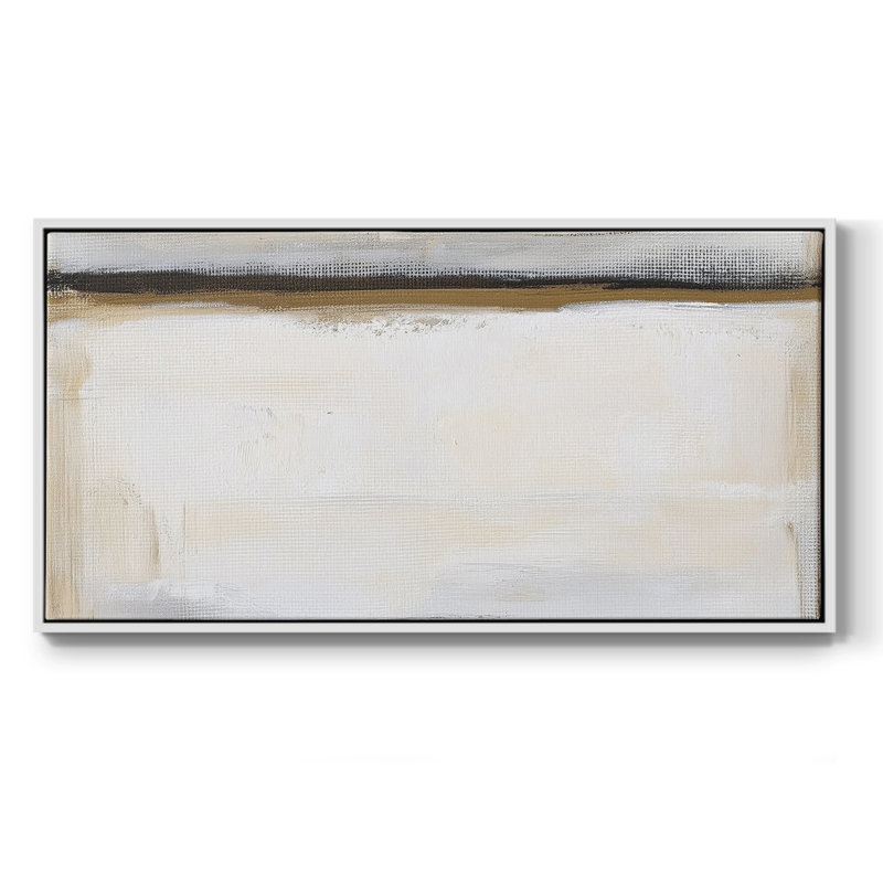 Série abstraite-Dxxxix- Toile tendue avec châssis tendue, prête à être accrochée, H 21 po x l 41 po, Blanc