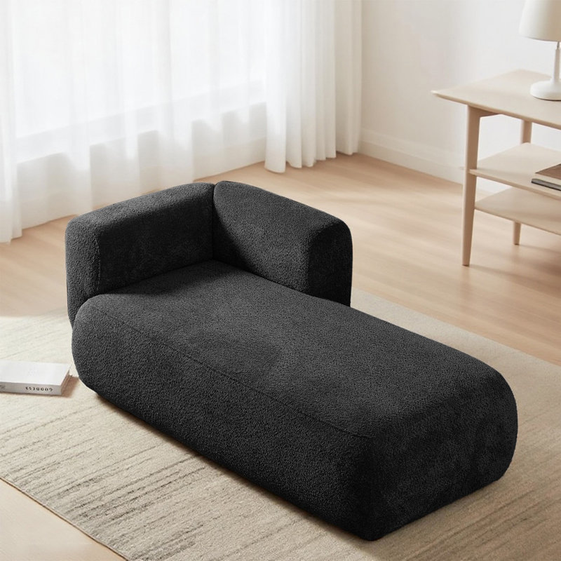 Chaise longue / grande chaise longue avec structure en bois massif, assise profonde et tissu doux, chaise d'appoint de salon pour la détente et la lecture, canapés Boucle