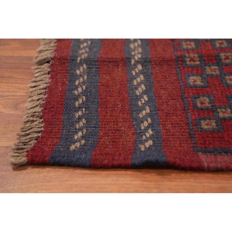 Red Tribal Runner Rug 2x8