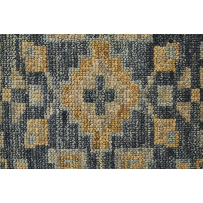 Fillmore Transitional Medallion, Blue/Gray, 2'-6" X 8' Runner, Runner 2'6" x 14'