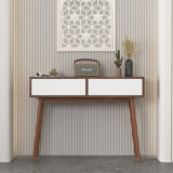 Modern Entryway Table with Carved Panel Drawers, Console Table with Storage Space and Wood Legs