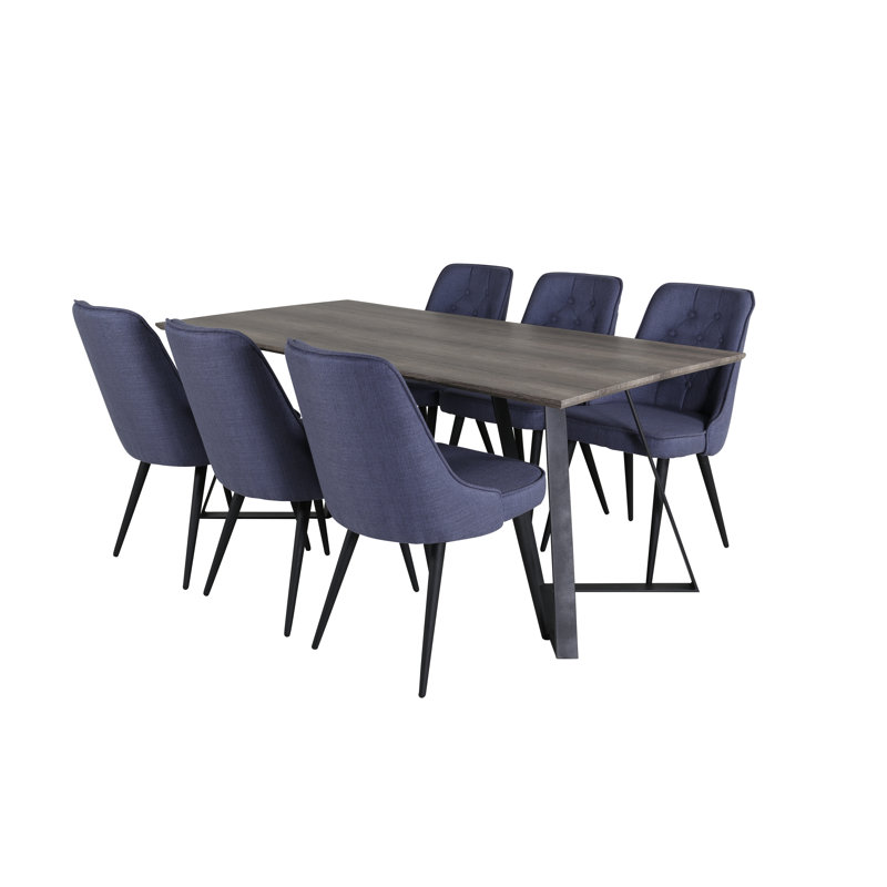 Rowe 6 - Person Dining Set, Blue