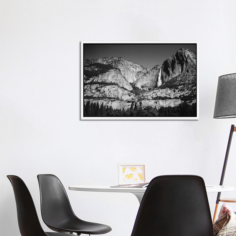 Yosemite Falls III by Bethany Young - Print on Canvas, 66.04cm H x 101.6cm W x 3.81cm D, White Framed