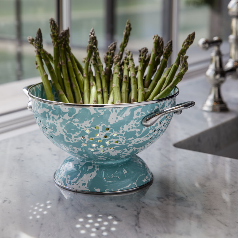 Swirl Stainless Steel Colander, Cobalt Swirl, Medium