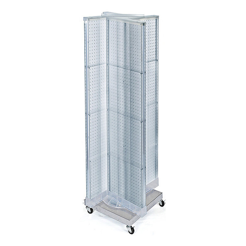 Présentoir de plancher en pin sur une base pivotante à roulettes. Support à roulettes. Taille du panneau: l 16 po x H 60 po