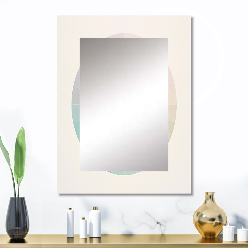 Pastel Infinity Vintage Watercolor - Geometric Mirror, Modern Decorative Wall Mirror, Printed Metal Art, 32" x 24"