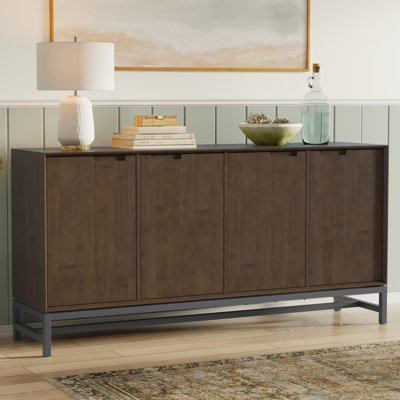 Banting 72"W Solid Hardwood Modern Industrial 4-Door Sideboard Buffet with Metal Frame and Legs by Simpli Home
