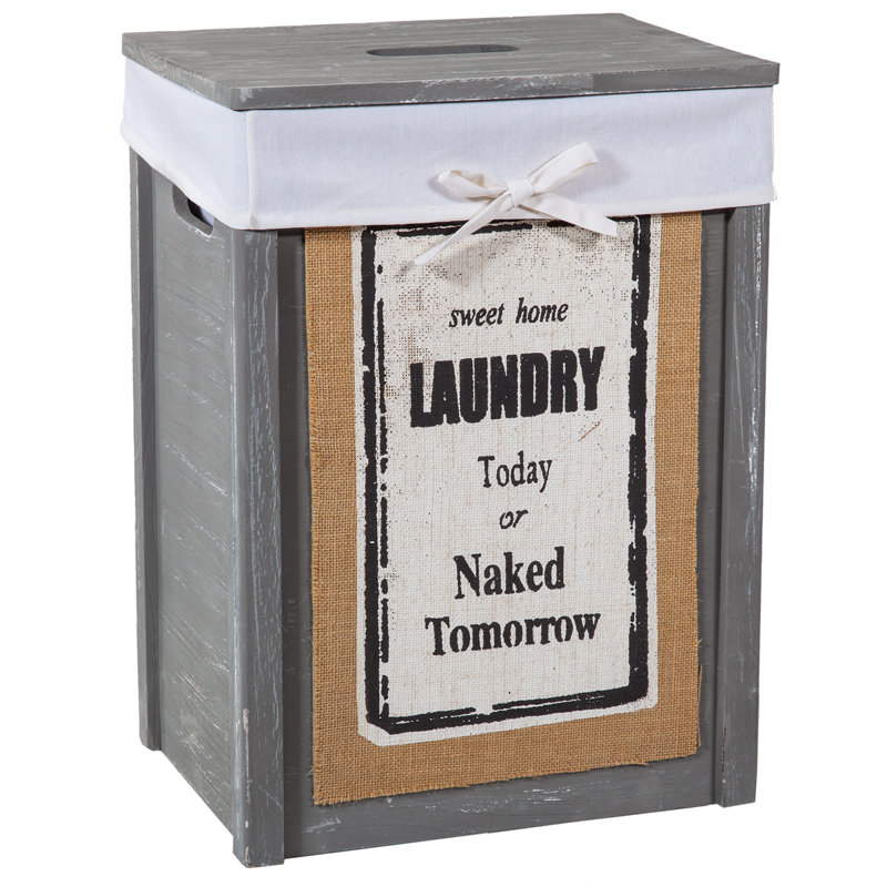 Wood Laundry Set with Handles, Grey
