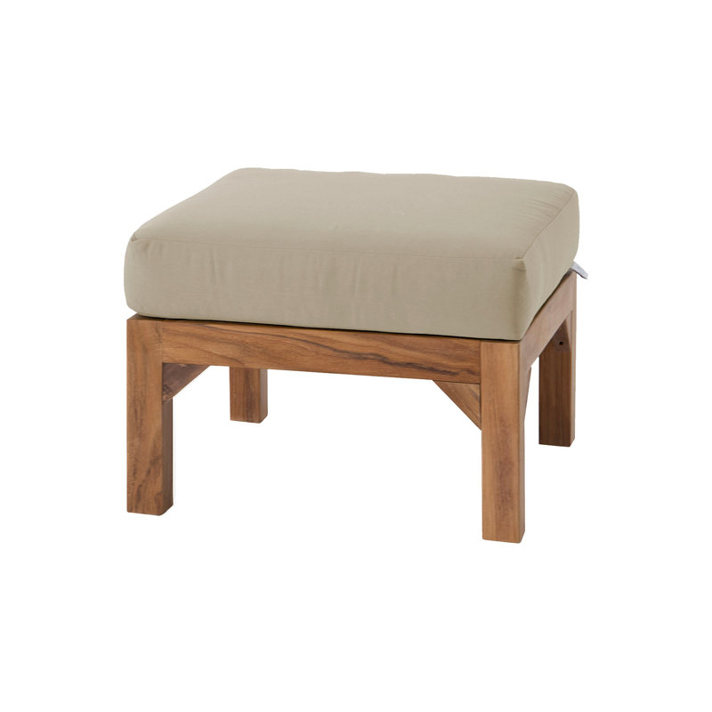 Porschea Outdoor Teak Ottoman, Antique Beige