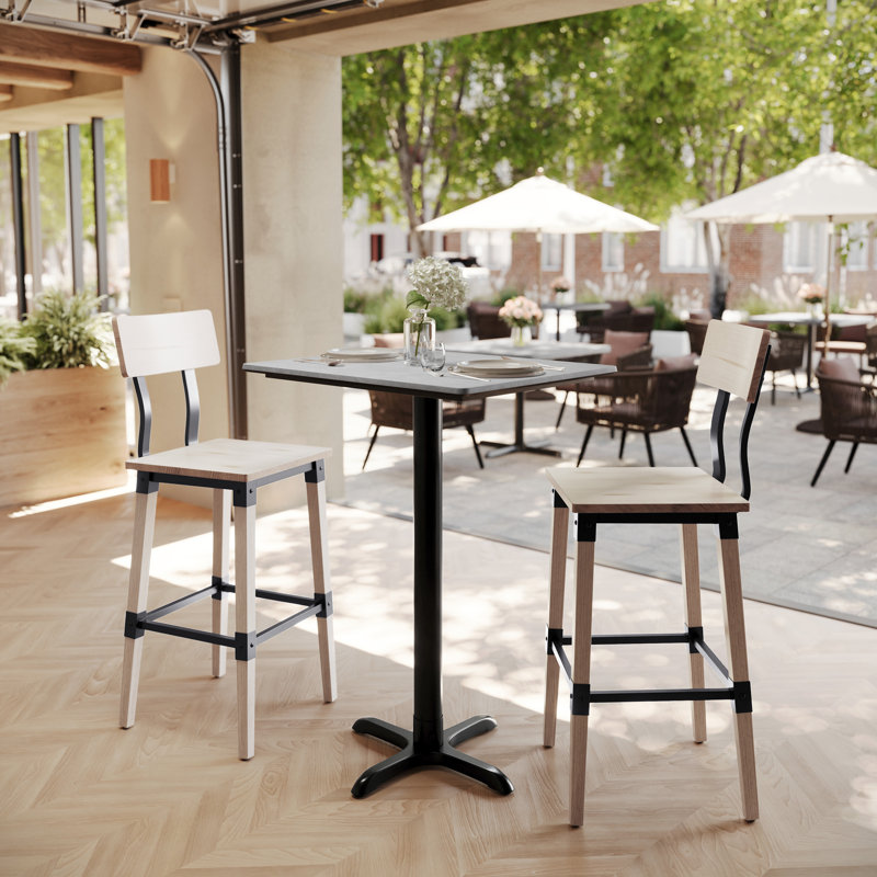 Plateau de table commercial à surface lisse avec base entrecroisée à hauteur de barre, H 42 po x L 29,75 po x l 23,75 po