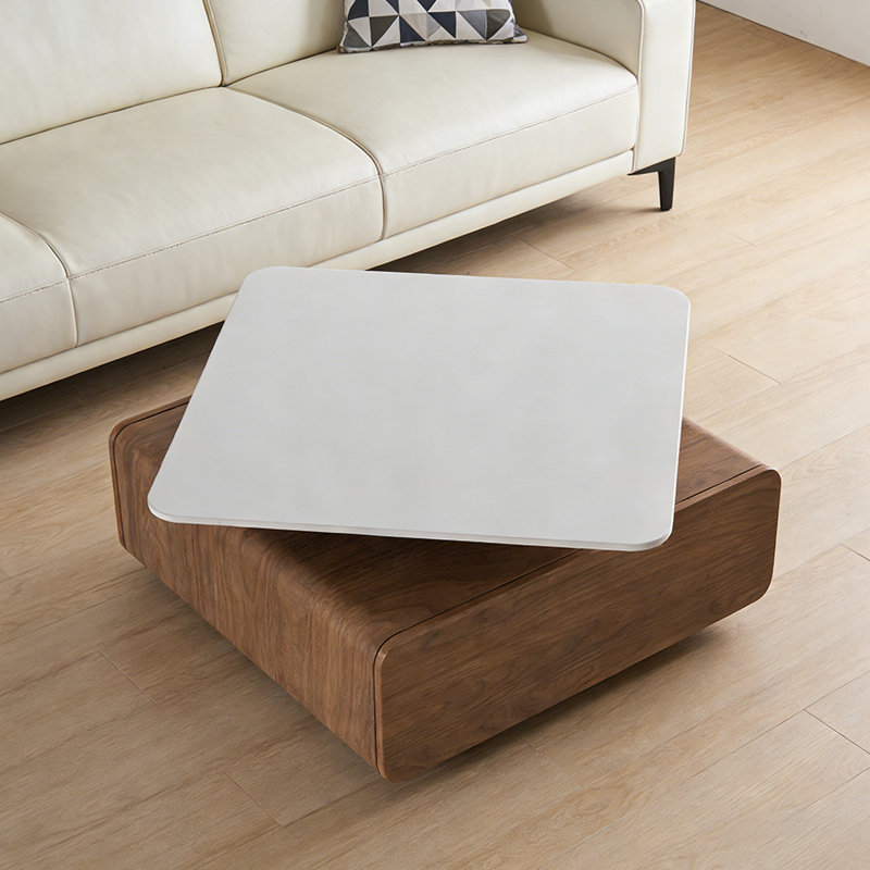 Table basse avec rangement rotatif Modern, Nut-Brown