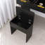 Meuble-lavabo noir avec lumières Hollywood, coiffeuse avec station de charge, tiroirs, tablettes et tabouret de rangement | Idée de cadeau