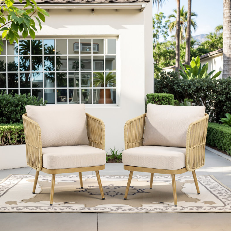 2-Piece Wicker Patio Chairs Set with Cushions