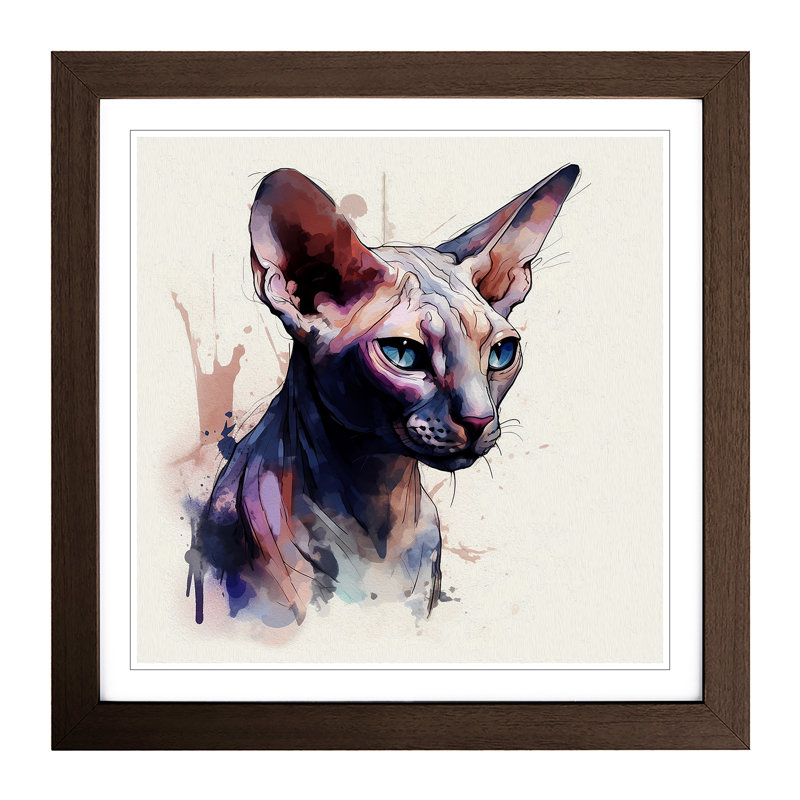Sphynx Cat Gestural - Framed Print