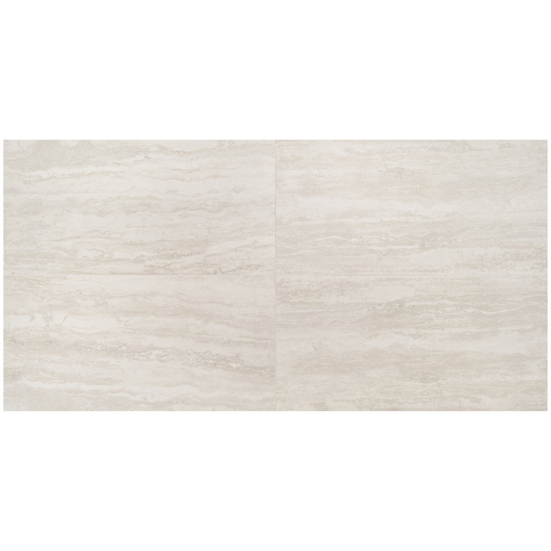 Core Travertine 24" x 48" Porcelain Stone Look Wall & Floor Tile, Cream