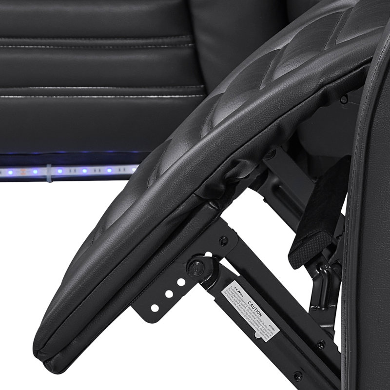 3-Piece 116.5''Wide Power Reclining Sectional With Blueooth Speeke And LED Lighting, Black