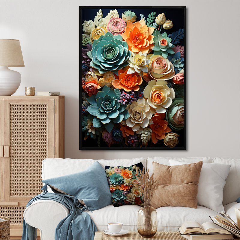 «Rossdale Green Balck Succulent Serenity I», reproduction sur toile, H 32 po x l 24 po x P 1 po, Cadre flottant noir