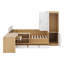 Lit plateforme en bois avec tiroirs, tablettes, bureau et garde-robe-842635086