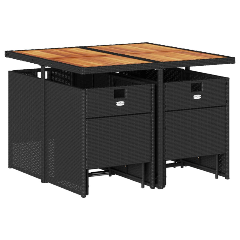 Ensemble repas de patio 9 pièces avec coussins en rotin Latitude Run®, Blanc / noir