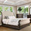 Mobilier de chambre rustique capitonné en tissu beige-2073827370